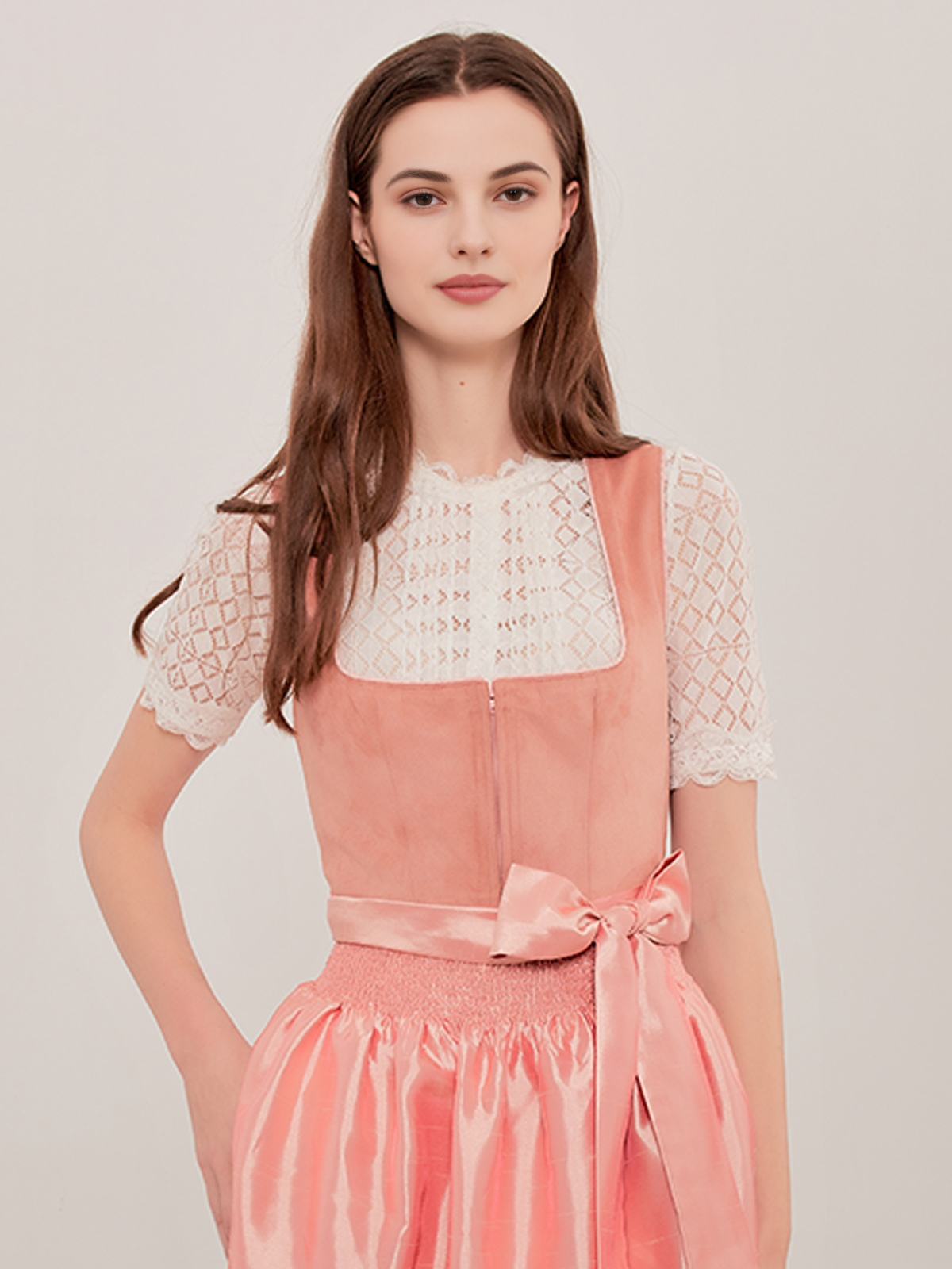 Dirndl Wildleder in Rosa