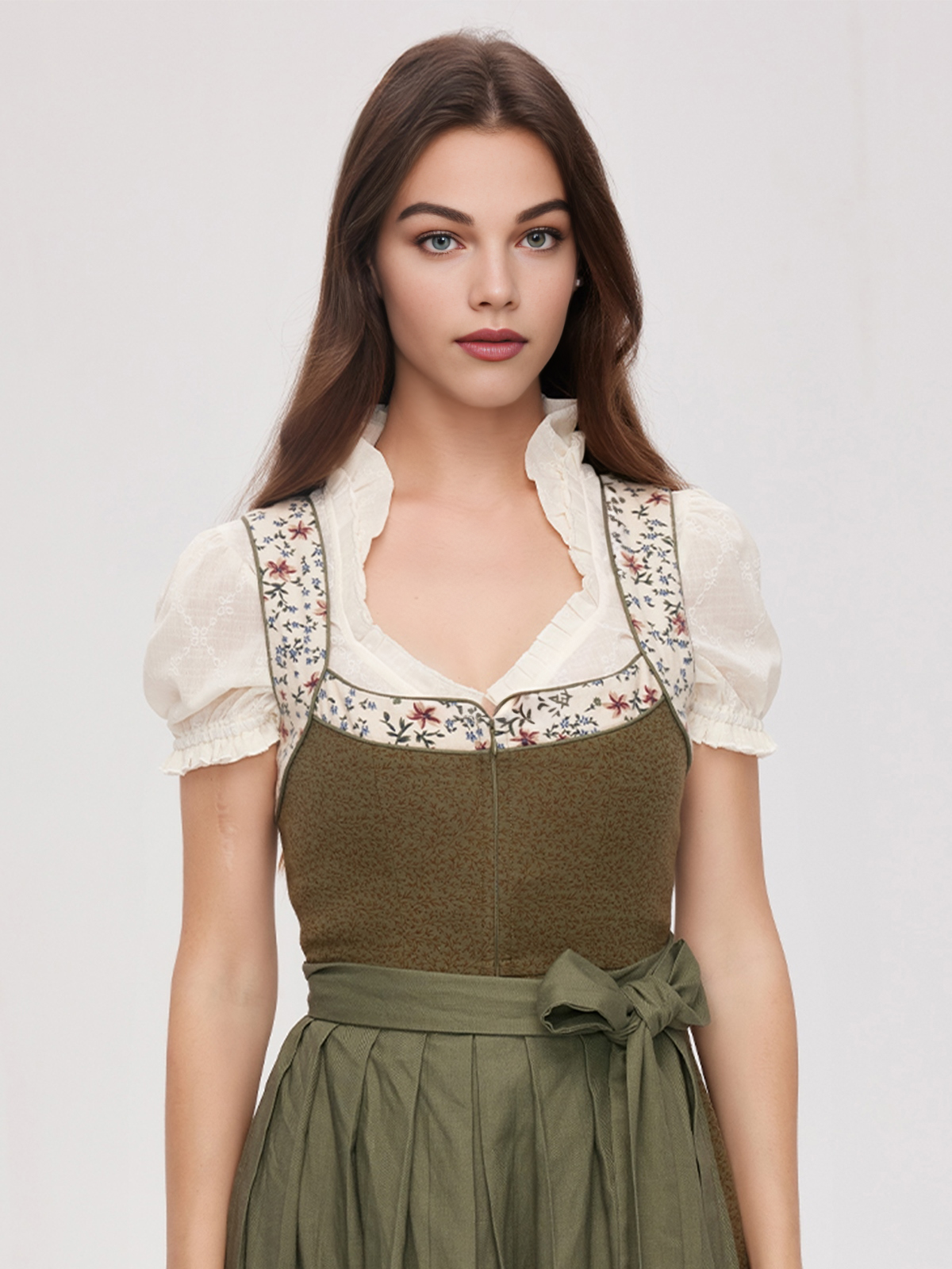 Dirndl mit Puffärmel in Grün