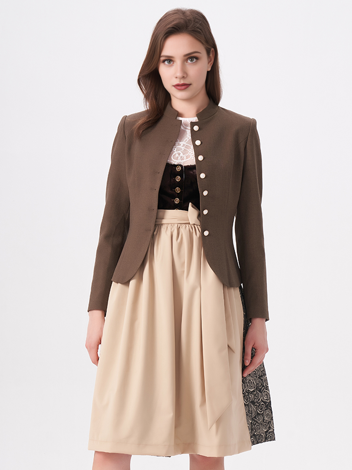 Ehreer Dirndl in Braun mit Reißverschluss