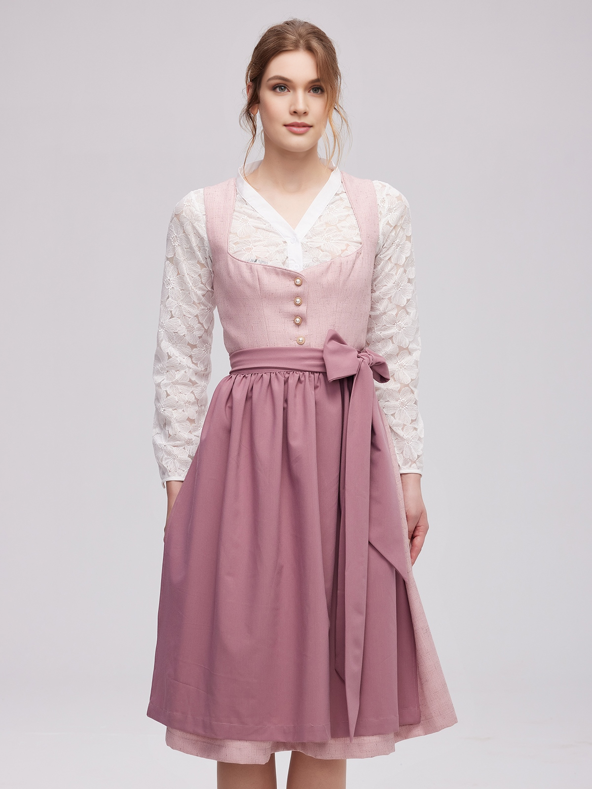 Dirndl samt blau mit rosa Akzenten